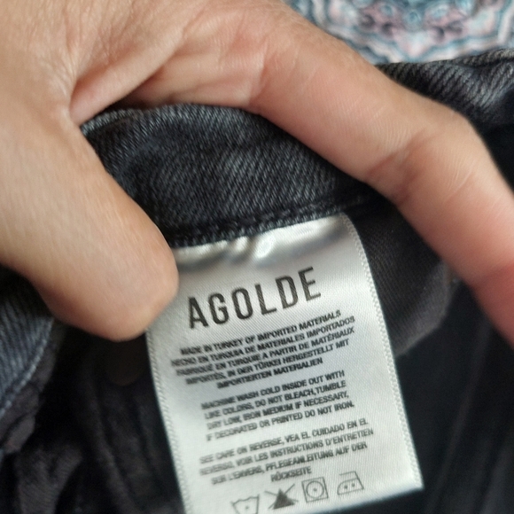 Agolde Nico Cassette  Distressed Black Button Fly Jeans Size 29 - Picture 8 of 13